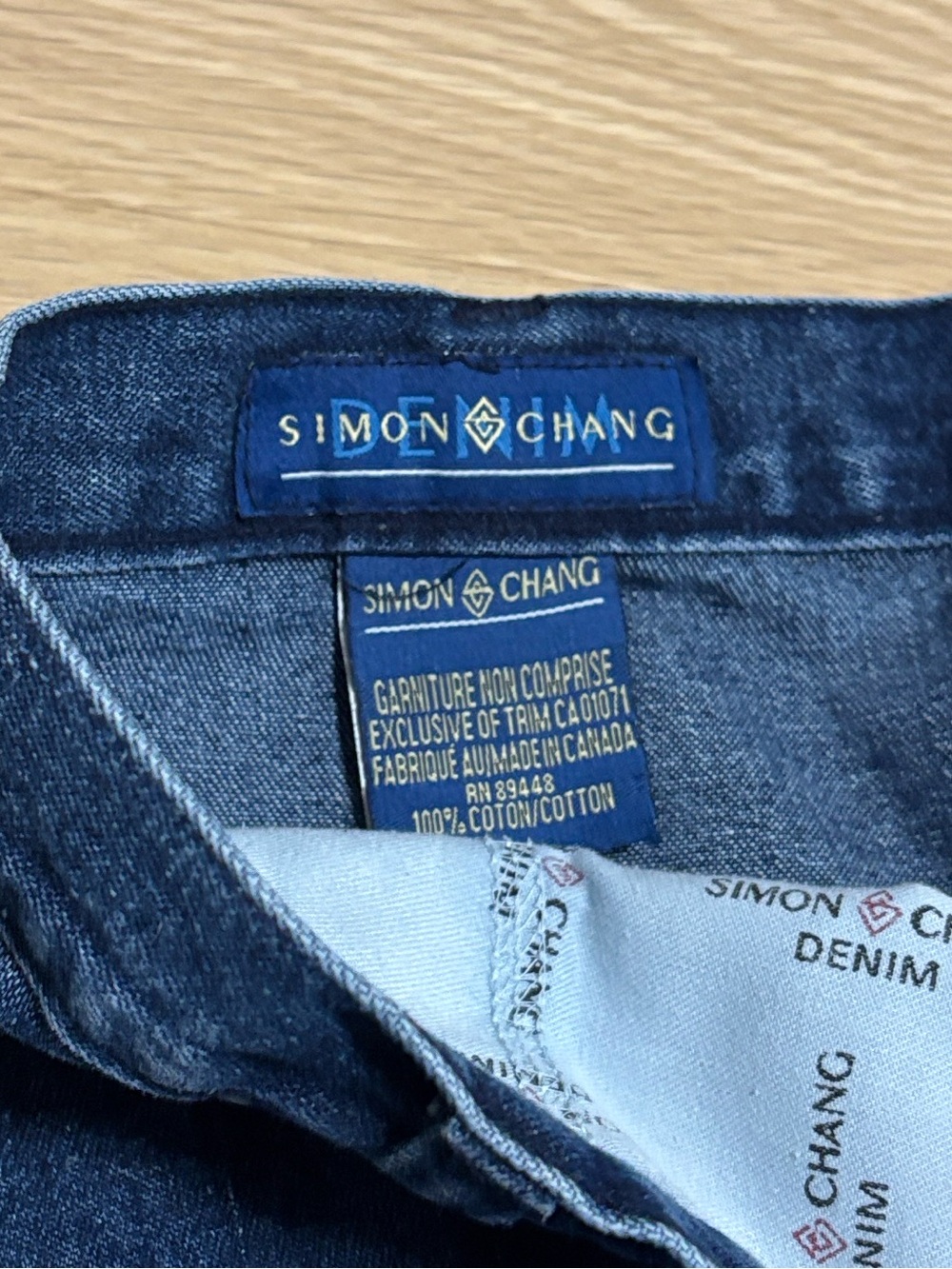 Vintage Simon Chang (12) Dark Wash Denim Maxi Skirt Back Slit 100% Cotton - Picture 6 of 15